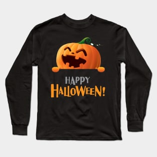 Pumpkin happy Halloween animated cartoon Long Sleeve T-Shirt